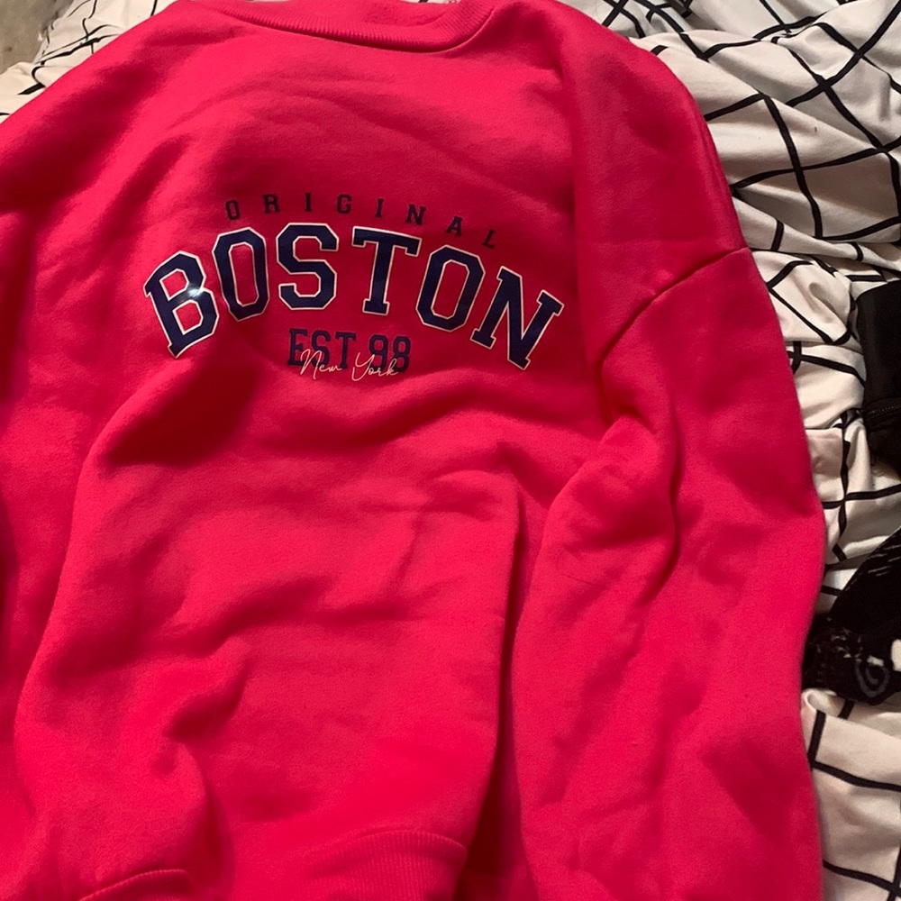 pink boston crewneck